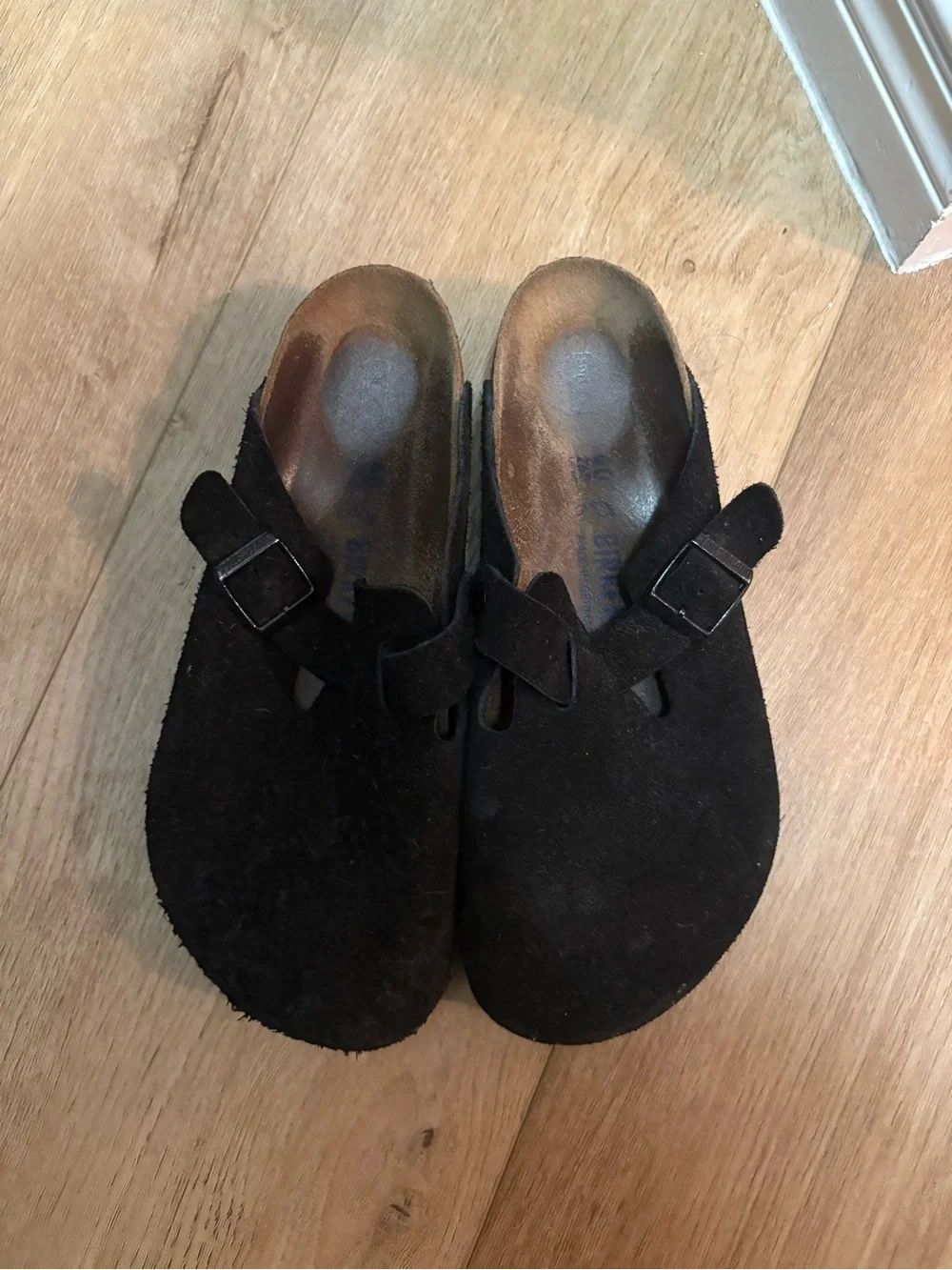 Black Suede Slip-On Clogs with Buckle 40 - Picture 1 of 5